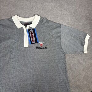 Vintage 1997 Active Chicago Bulls 1/4 Zip Polo Shirt Mens L Gray Deadstock NWT